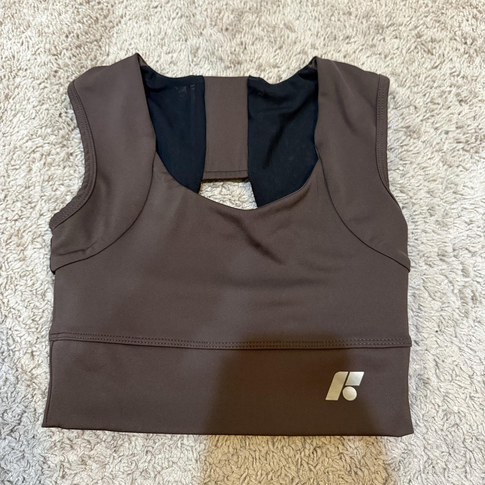 Forme Sports Bra Womens Small Brown Posture Support Longline Crop Top Athletic